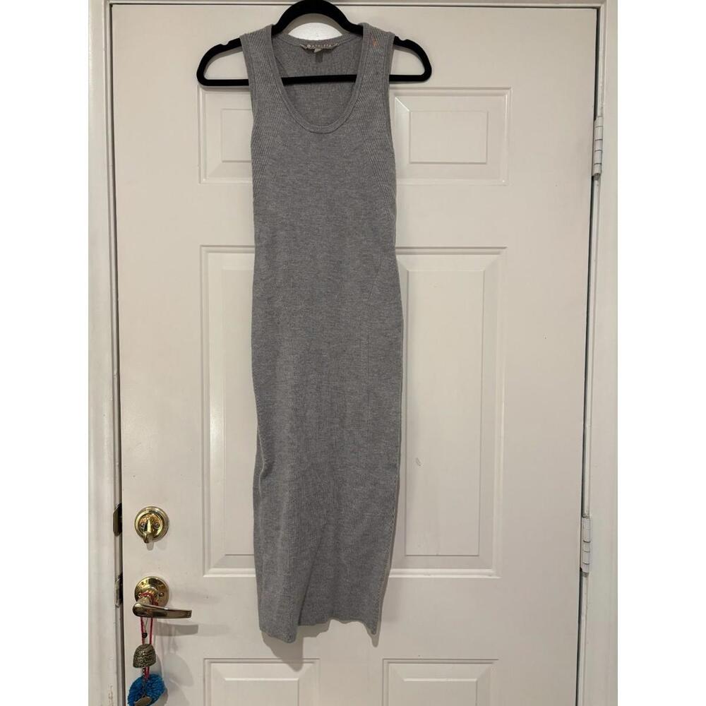 Athleta grey 81% merlino fine wool knit tank midi casual dress sz S #1647